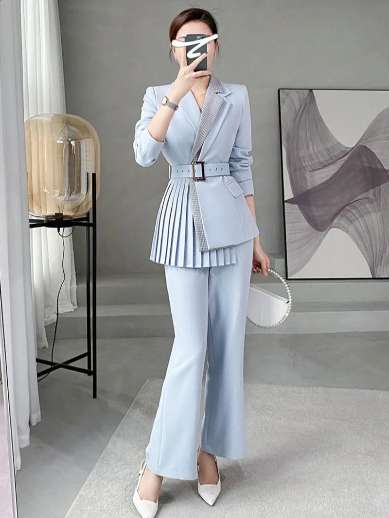 Womens Blazer and Pants Two Piece Set Business Suits Autumn Winter Formal Ladies Trouser Wholesale Free Delivery Clothing Sales 240815
