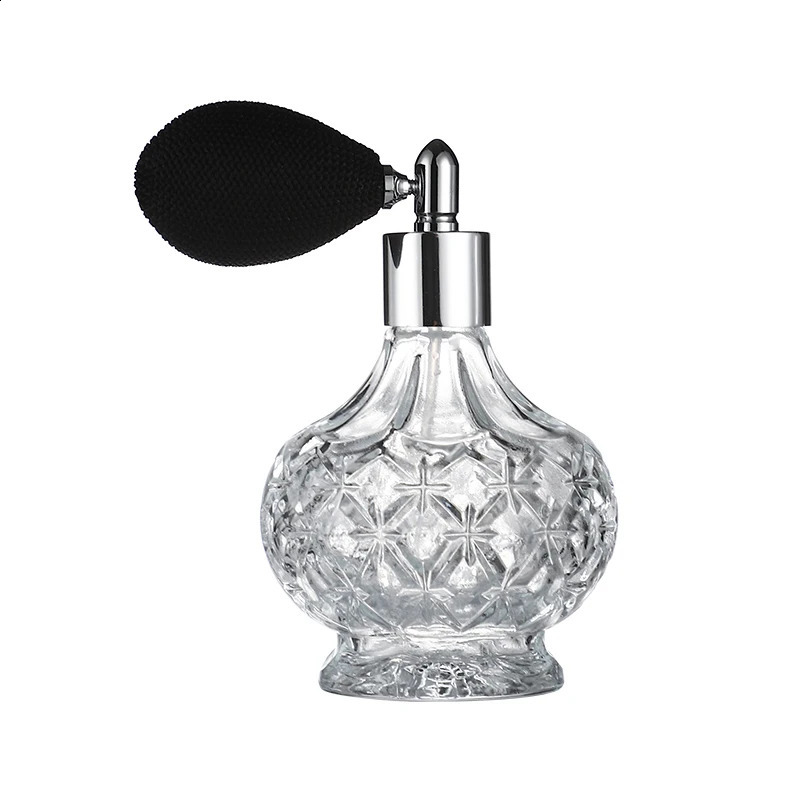 100ml Crystal Art Vintage Style Empty Refillable Perfume Atomizer Long Tassel Spray Bitter Bottle With Air Bag Glass Bottles 240816