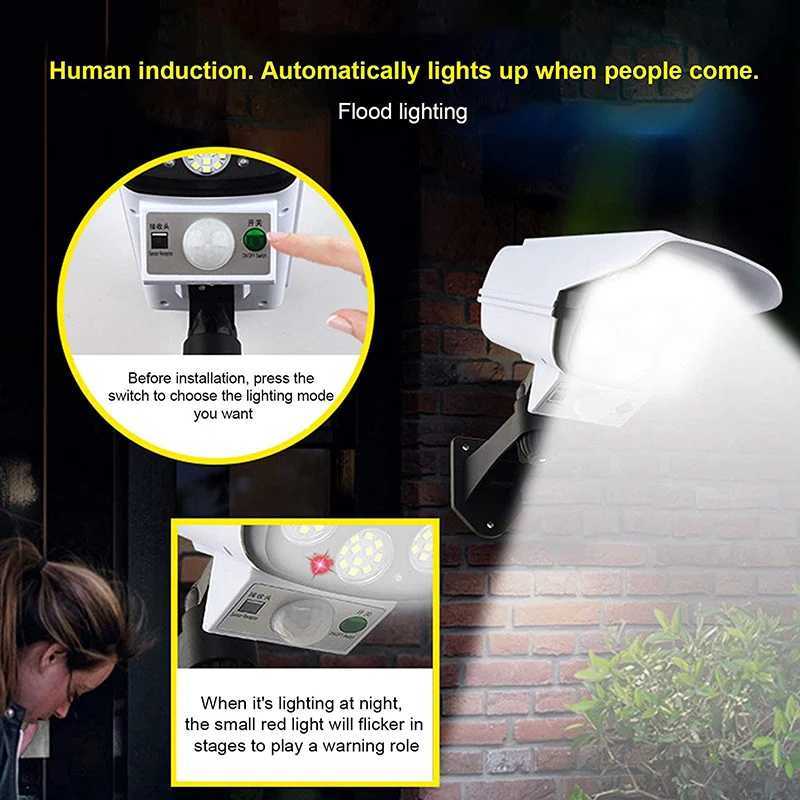 77 LED Solar Light Motion Sensor Security Dummy Camera Wireless Outdoor Flood Light IP65 Waterproof Lamp 3 Mode For Home Garden Y240816