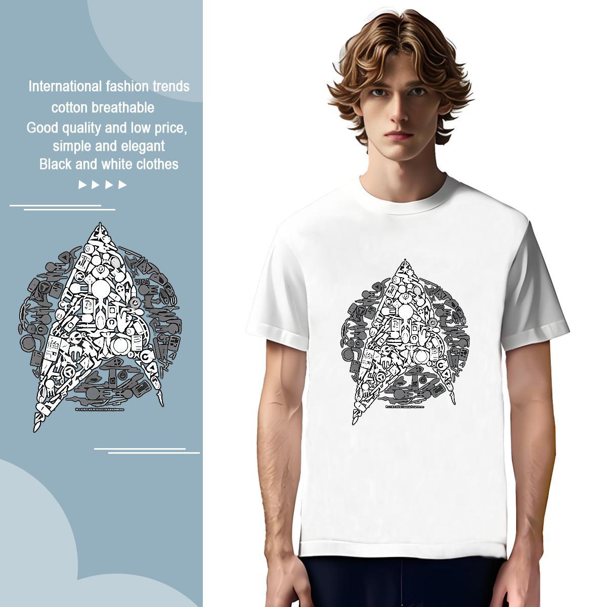 Men T Shirts 230g 100% Cotton Hand drawn Street Casual Breathable Short Sleeve Skull Tshirts Casual New Designer Tops