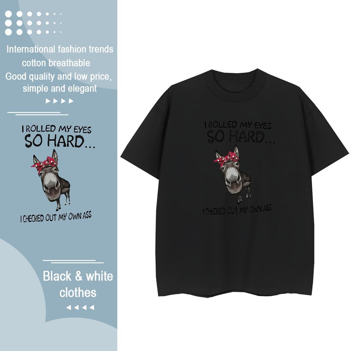 Fashion Casual Womens T Shirts Breathable Soft 100% Cotton 230g Womens Tshirts Skull horse Hip Hop Loose fit Tops