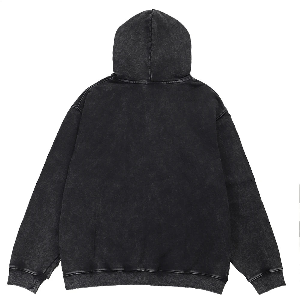 Vintage Hoodie Men Women Black Cotton Hoodie Sweatshirt High Street Mens Harajuku Fashion Casual Loose Pullover Hoodies 240816