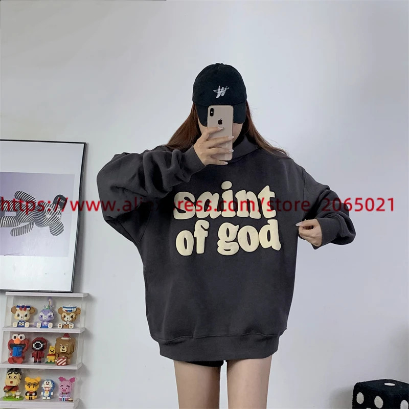Vintage CPFM Saint Of God Hoodie Men Women Puff Print Sweatshirts Oversize Pullovers Hooded 250113
