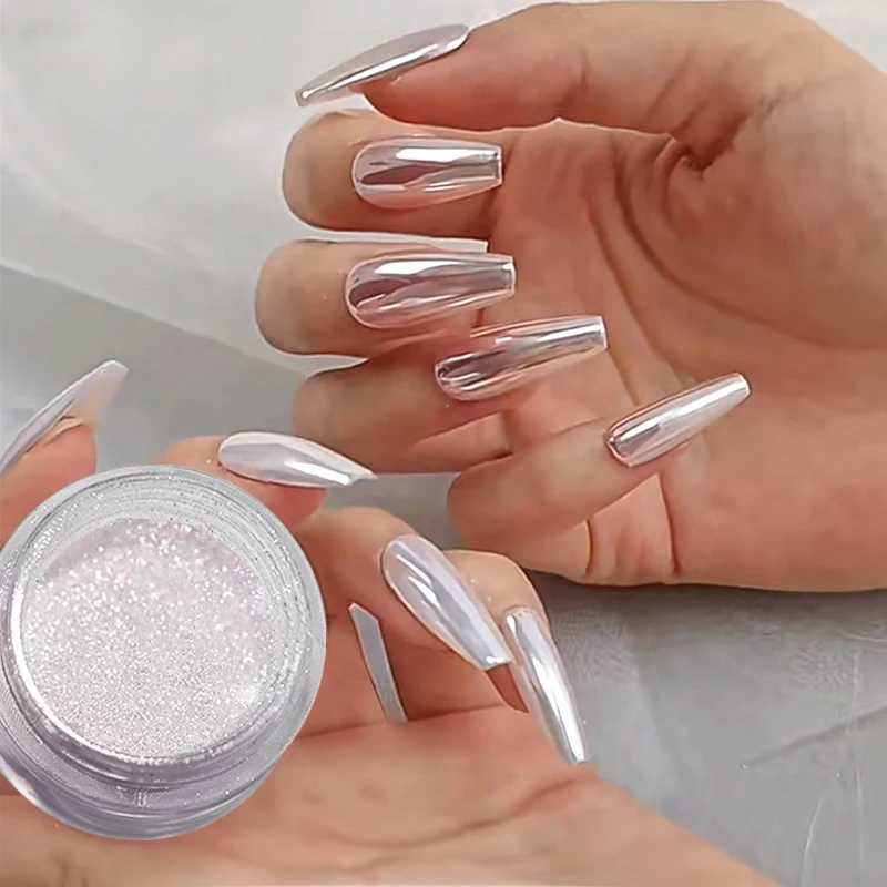 BORN PRETTY Moonlight Mirror Nails Powder Pearl White Nails Glitter Aurora Shining Pigment Chrome Dust Nail Art DecorationXJ240815