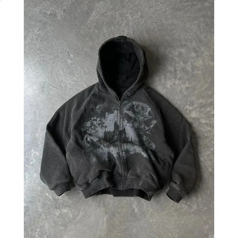 European and American style loose version personalized street tiger print zipper cardigan hooded couple sweatshirt 240815