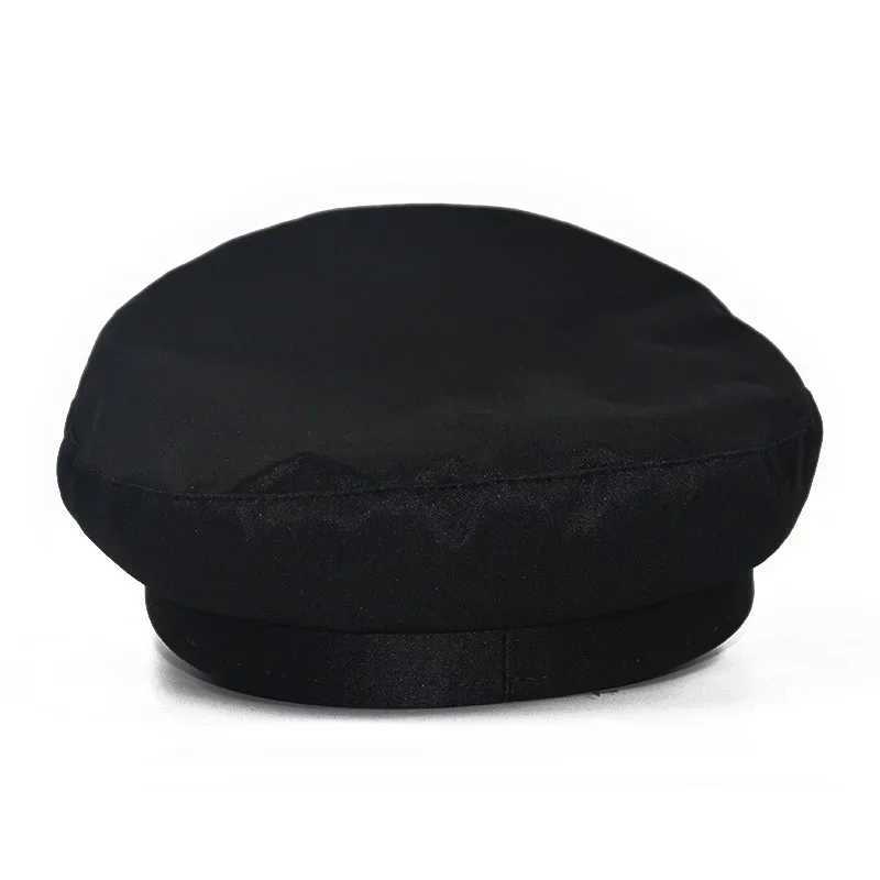 Ball Caps PU leather hat autumn sailor hat mens British style travel hat student hat captain hat flat top hat womens hat Q240815