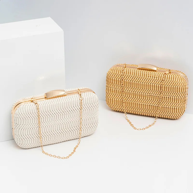 Casual Straw Womens Bag Yellow Clutch Woven Handbags Top Quality Bags Party Womens Shoulder Bags Purses Fashion Pouch 240815