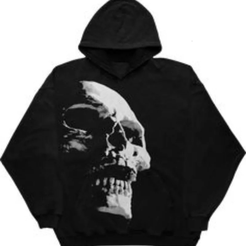Hip Hop Skull Pattern Oversized Print Hoodies Women Loose Sweatshirt Y2k Gothic Casual Streetwear Couple Tops Womens Hoodie 240816