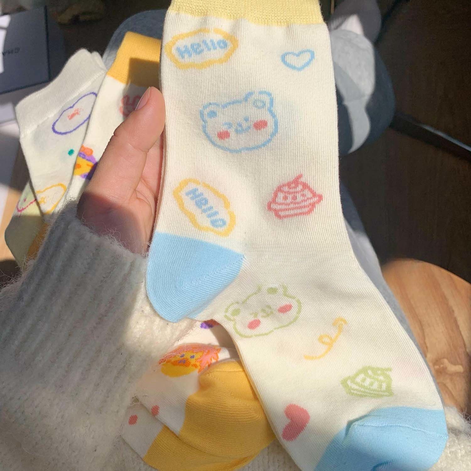 Children's Cute Cartoon Socks with Three-Dimensional Letters - Summer Short Tube Style