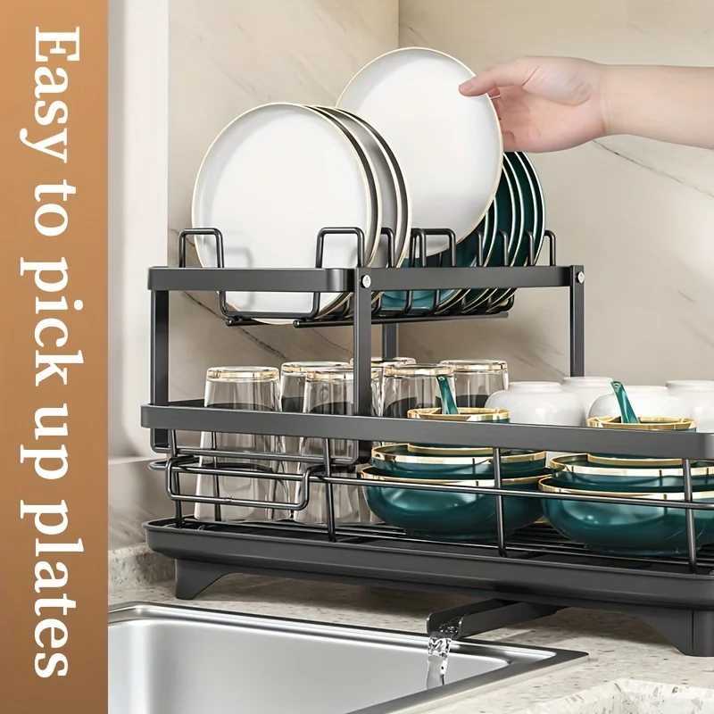 Disk rack large capacity disk drying rack with drain plate double-layer removable disk storage manager for disks and cupsX240816