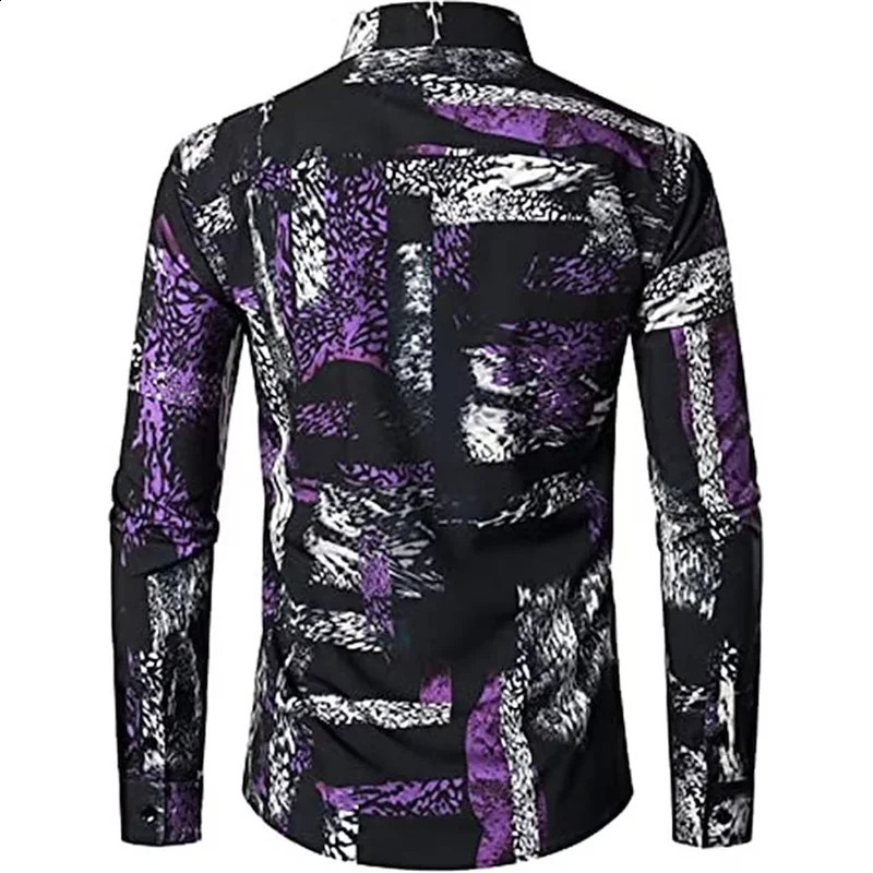 Mens Shirts Long Sleeve 3D Flowers Print Lapel Button Summer Clothes For Men Up Top Prom Birthday Fashion Boyfriend Shirts 240816