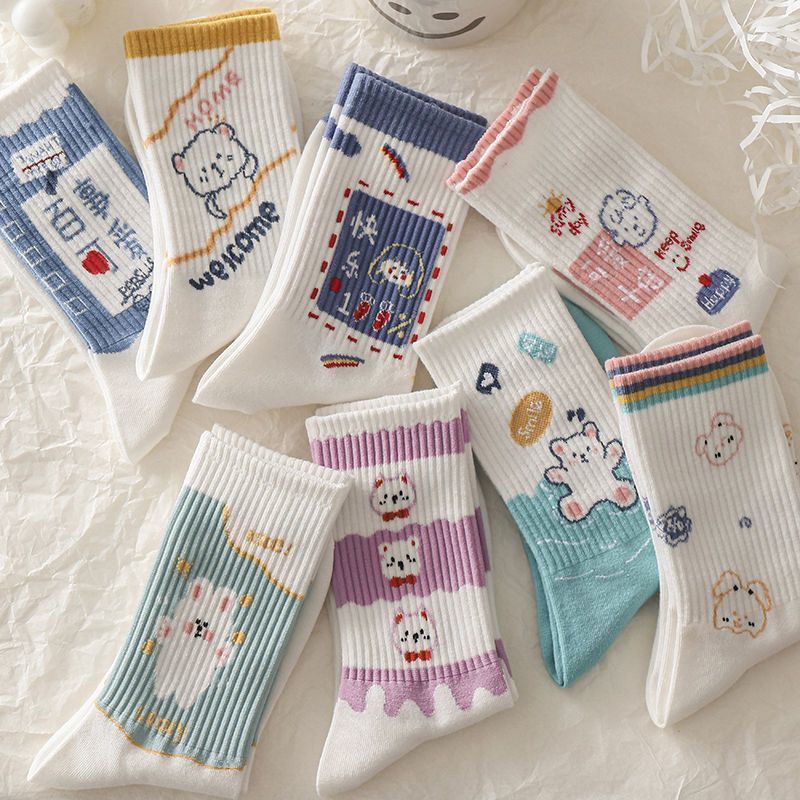 Children's Mid-Calf Cotton Socks - Street Style Long Tube Autumn Winter Footwear