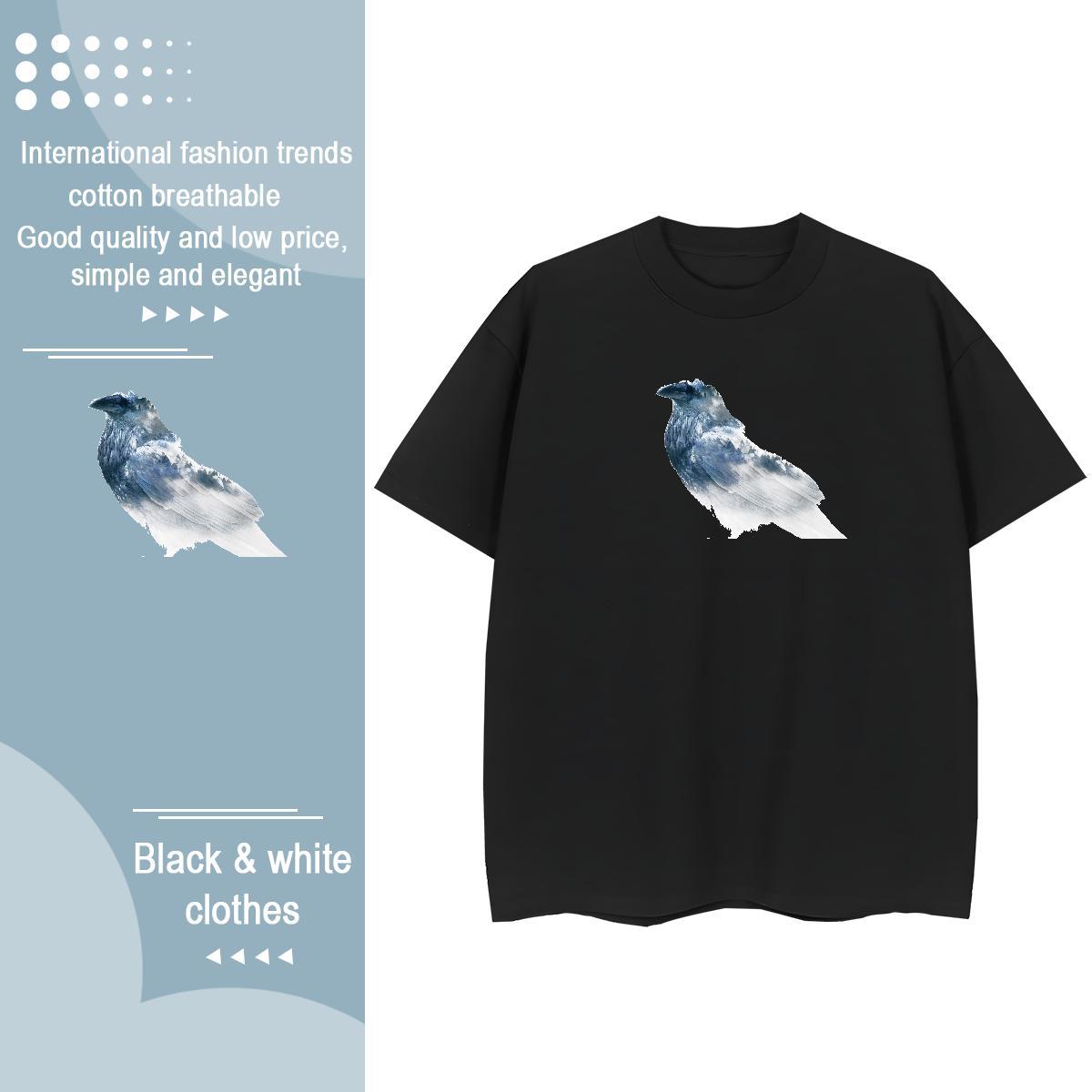 2024 Casual T-Shirts Crew Neck 230g 100% Cotton Couples T Shirts Customized Print bird Sports Street Wear Free Shipping Tops Shirt