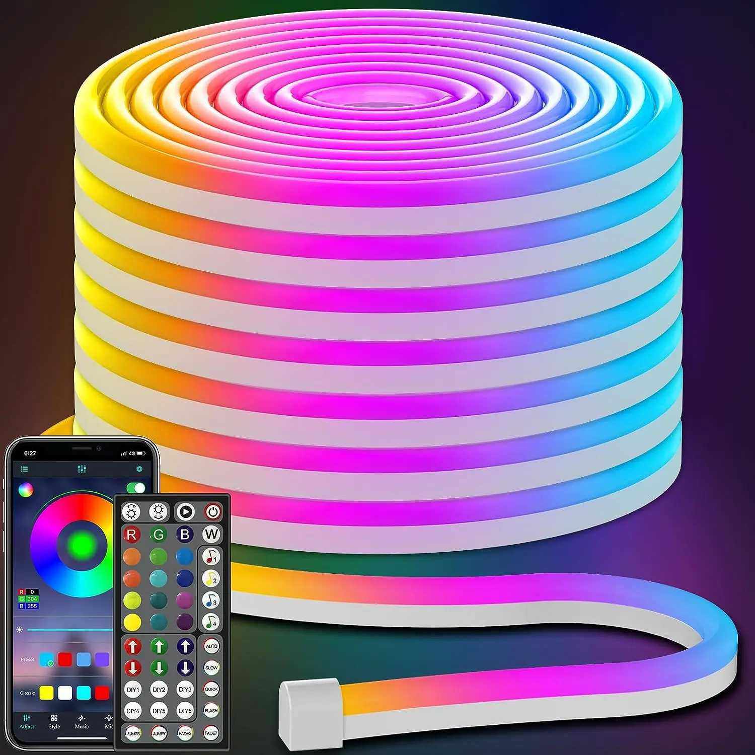 LED Neon Strip Light 10M-30M Control with App/RemoteFlexible Led Rope LightsMultiple ModesIP67 Outdoor RGB Neon Lights CL240815
