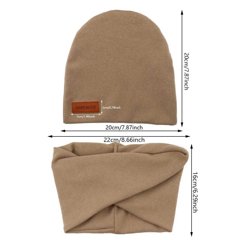 2Pcs/Lot Faux Cashmere Baby Turban Hats Scarf Set Newborn Kids Leather Stick Winter Double Layers Caps Bonnets Fashion Headwraps LX241018