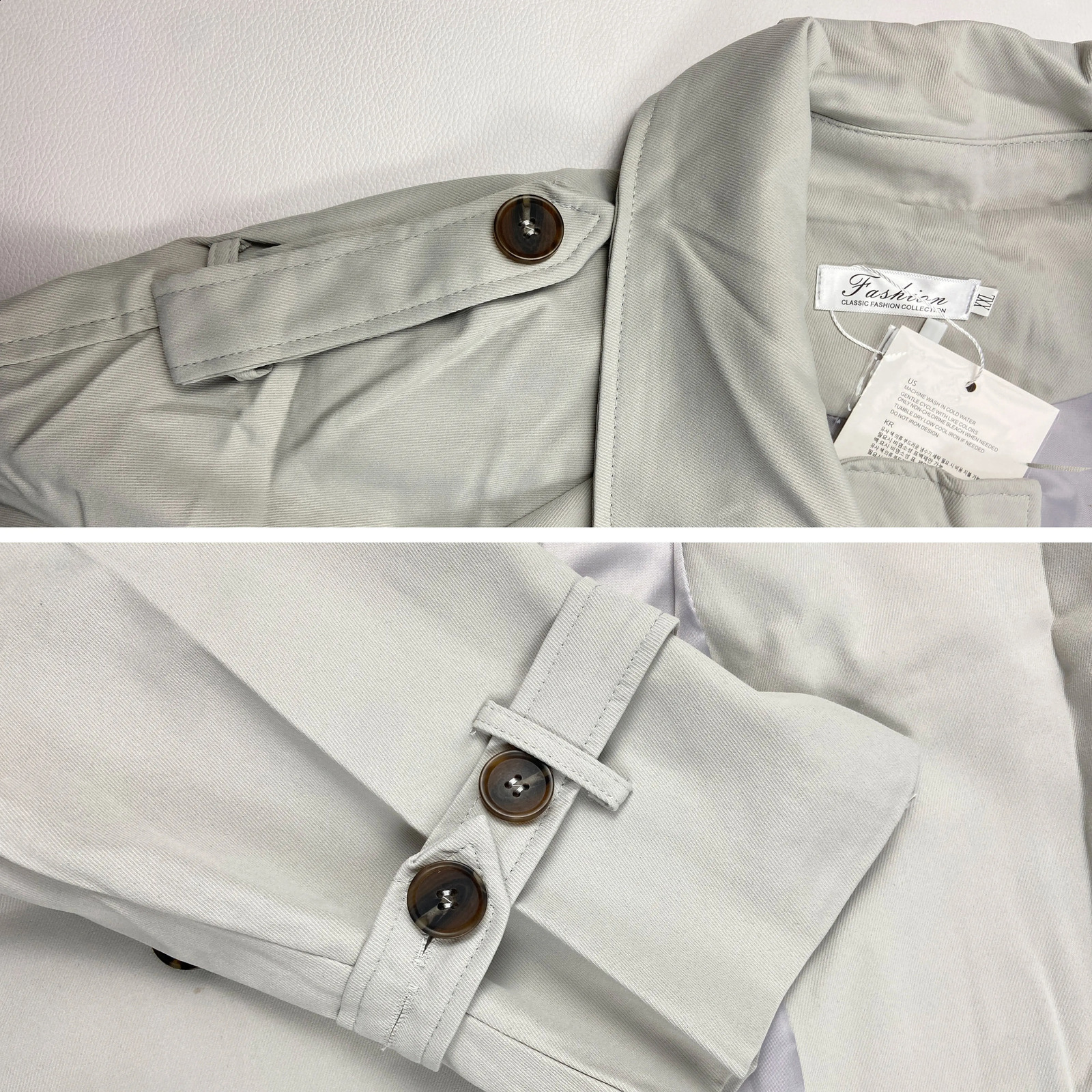 Wearing a long trench jacket womens large size 80kg Korean double breasted windproof khaki Gabardina Spring Abrigos 240814