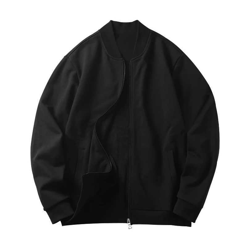 Solid color mens bomber jacket mens casual streetwear hip-hop zipper jacket fashionable mens base uniform pilot jacket clothingW240711