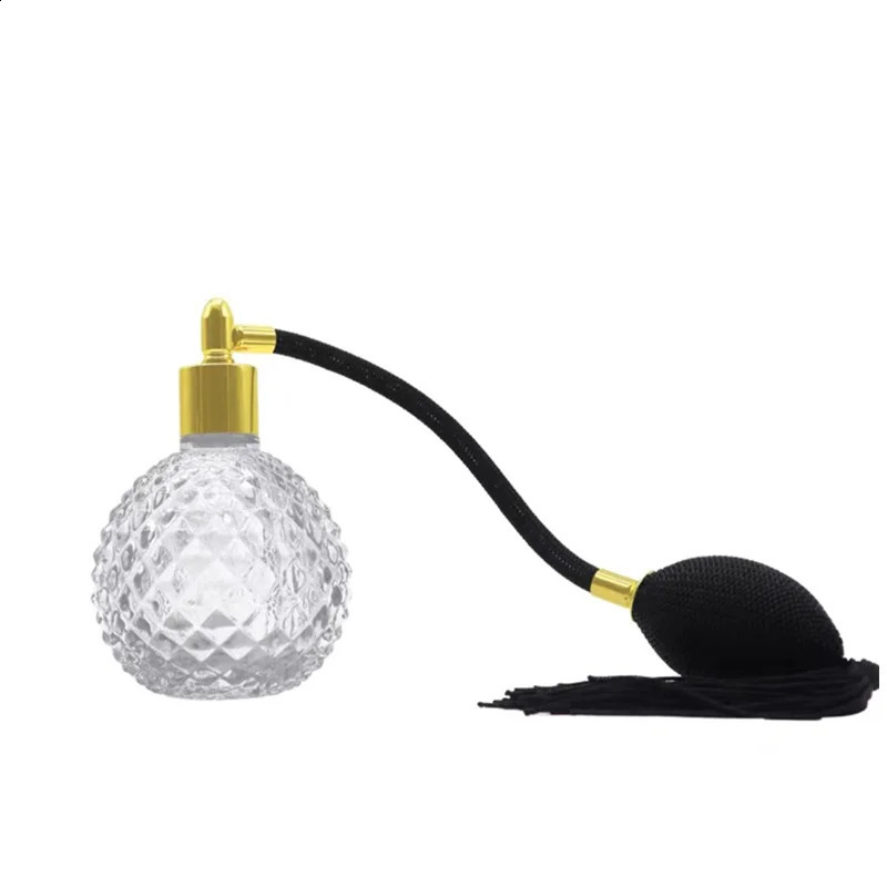 100ml Crystal Art Vintage Style Empty Refillable Perfume Atomizer Long Tassel Spray Bitter Bottle With Air Bag Glass Bottles 240816