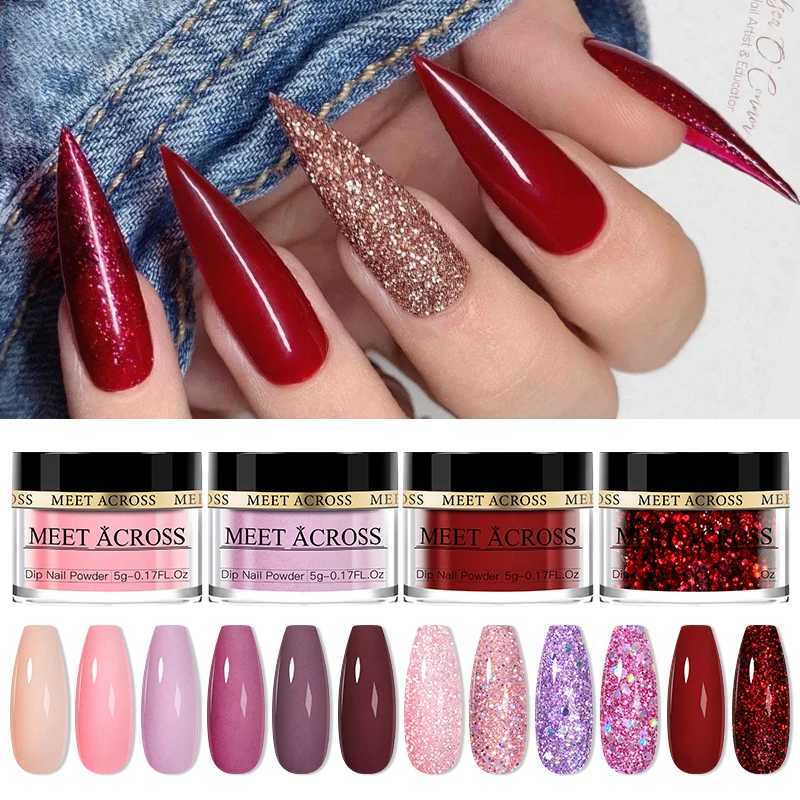 MEET ACROSS 5g/10g Glitter Dipping Nail Powder Nude Pink Nail Glitter Powder Dip Manicure For Nail Art Decoration Natural DryXJ240815