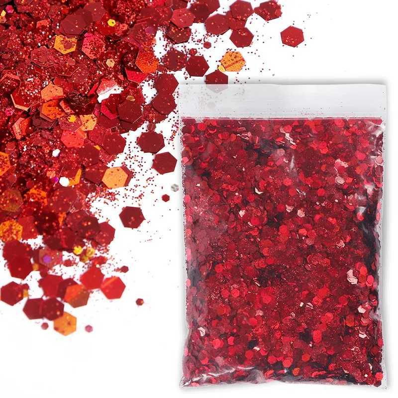 50g/Bag Holographic Green Nail Glitter Powder Mixed Hexagon Flake Sequins Nail Art Decorations for Manicure Paillette DIY DesignXJ240815