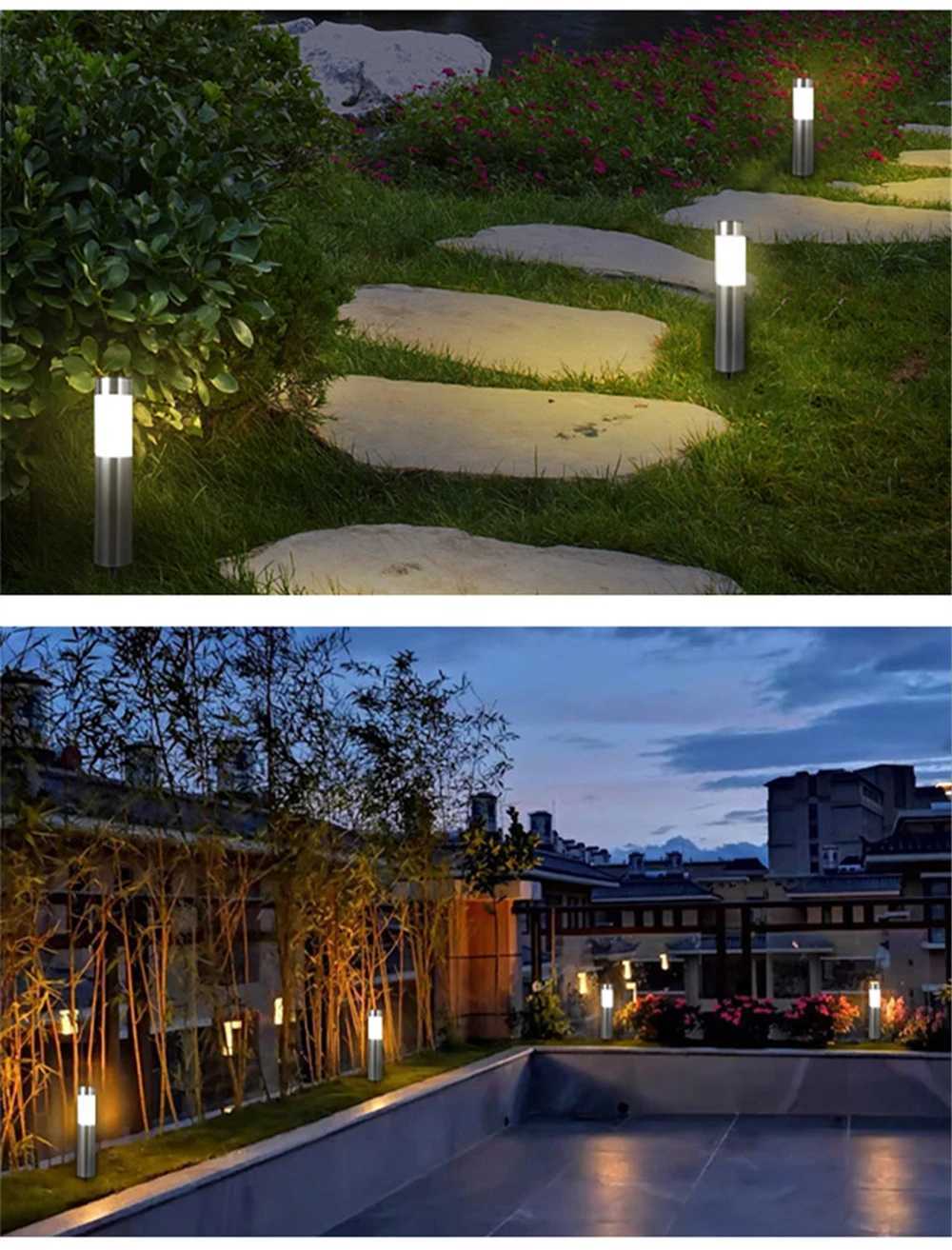 1/2/4 Pack Solar Garden Pathway Lights Outdoor LED Lighting Ground Plug Bollard Light for Patio Gardens PathwaysLawnYard Y240816