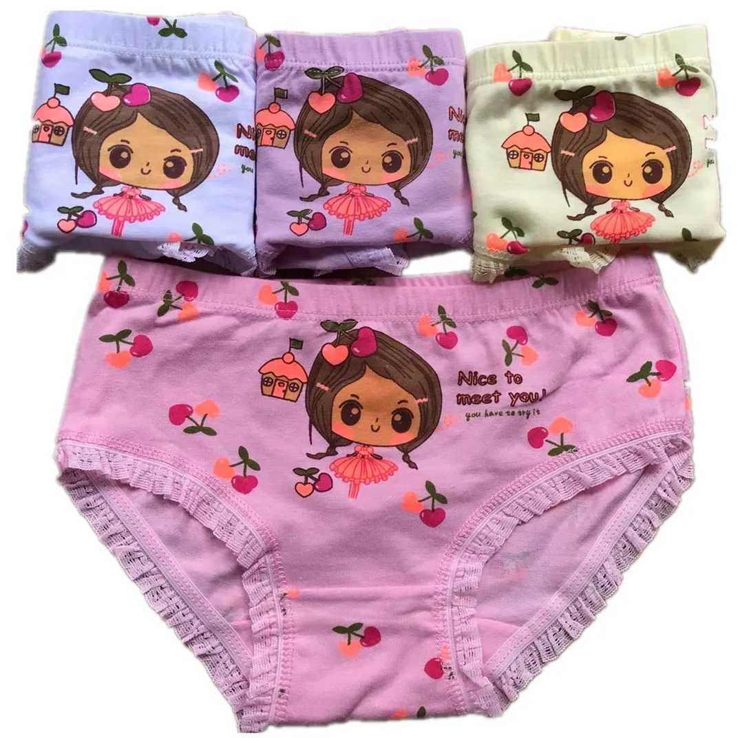 Girls underwear fine cotton underwear cute design printed underwear childrens breathable soft and healthy underwear girls boxing underwear 4 pieces/ba