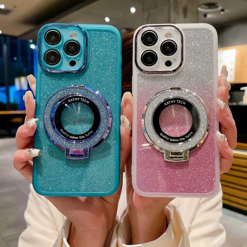 Gradient Glitter Ring Stand Magnetic Phone Case For Tecno Spark 6 8C 9 10 10C 20 20C Smart 6 7 8 Pro GO 2022 2023 2024 2020 HDM240816