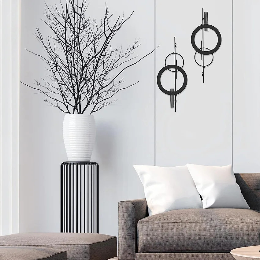 1/2pcs Metal Wall Decor Hanging Wall Art Minimalist Abstract Hollow Vertical Decorations Wall Sculptures Geometric Wall Hanging 240816 - view 3