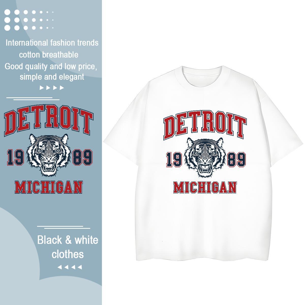 New T-Shirts Breathable Crew Neck 230g Cotton Couples T Shirts Cartoon Anime tiger Hip Hop Loose Clothes