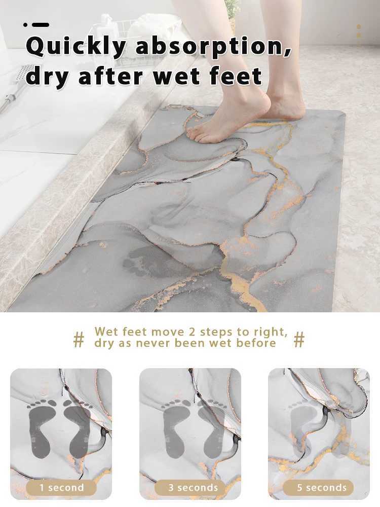 Luxury Diatom Mud Bath Mat Super Absorbent Bathroom Carpet Waterproof Toilet Foot Mats Non-slip Shower Rug Pad Entrance DoormatM240816