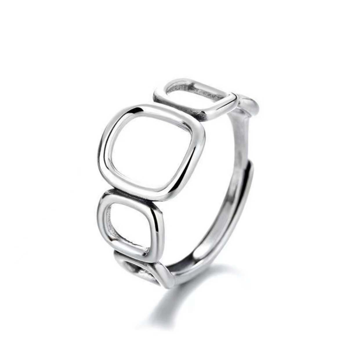 Designer ring copper material personality fashion open finger ring three-piece ring hollow geometric love ring female niche index finger ring