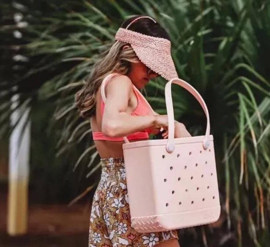 US Stock Women Designer Eva Bags Summer Hole Tote Bag Large Shopping Fashion Plastic Basket Lady Storage Washable Beach Silicone Eco 1107 4