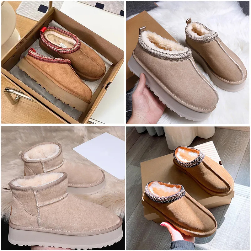 Designer boots australia Womens Tasman Slippers Tazz Suede Shearling Classic ultra mini booties Chestnut Sand Mustard Slides Easy Slip-on Warm platform snow boot