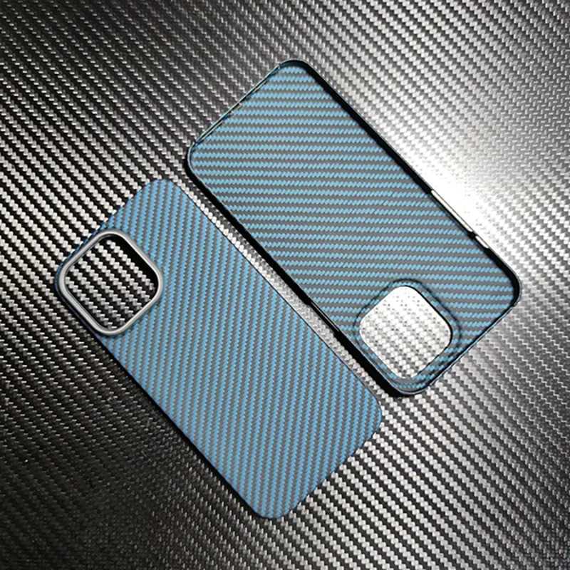 Real carbon fiber case for iphone 15/14 pro max Ultra Thin Open lens blue aramid fiber phone cover for iphone 15/14 plus caseM240816