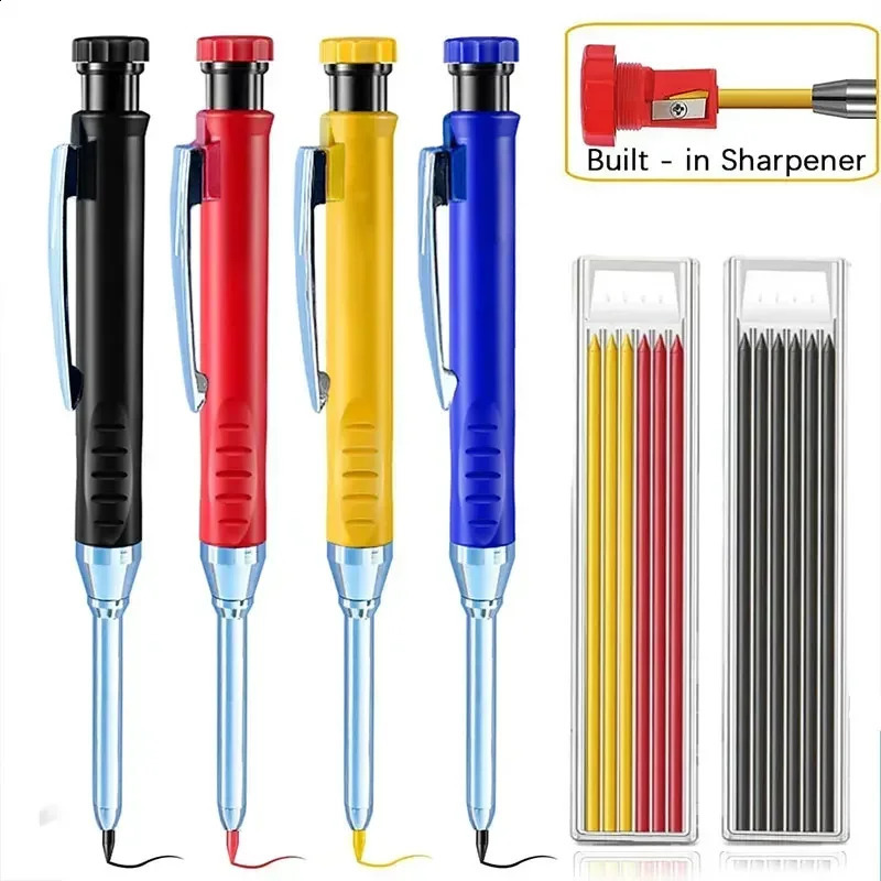 2.8mm Solid Carpenter Mechanical Pencil with Sharpener for Woodworking Construction Long Head Carpenter Pencil Stationery Supply 240816