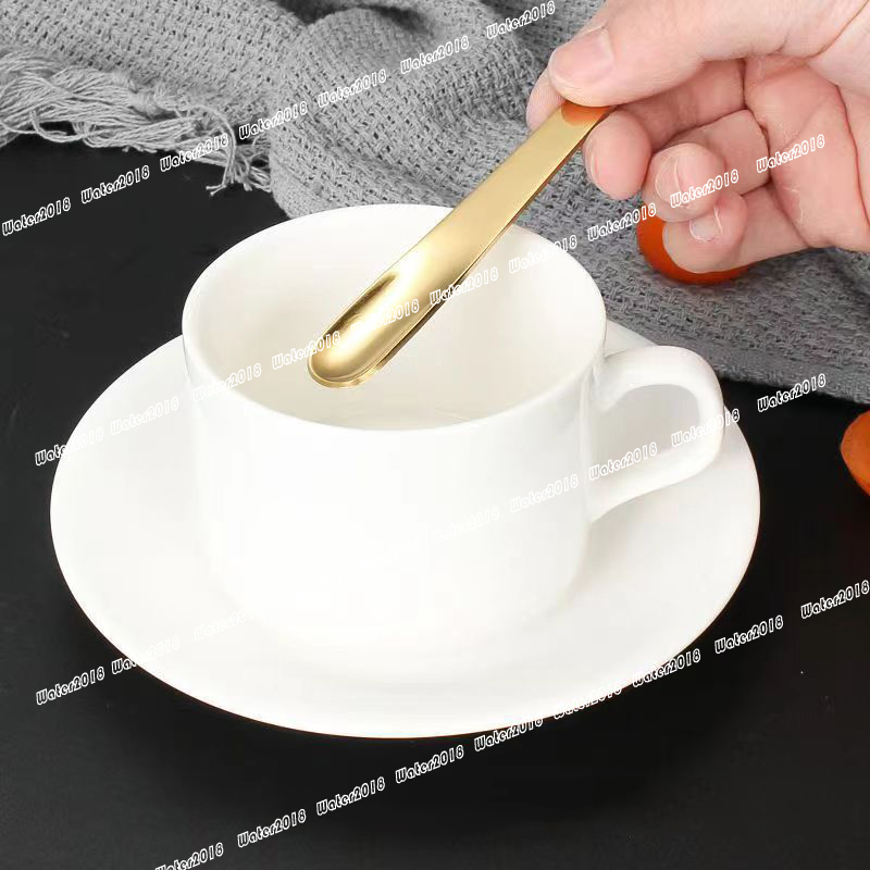 Stainless Steel Coffee Stirrers Spoons Italian Style Cake Spoon Lce Cream Scoop 4 Colors