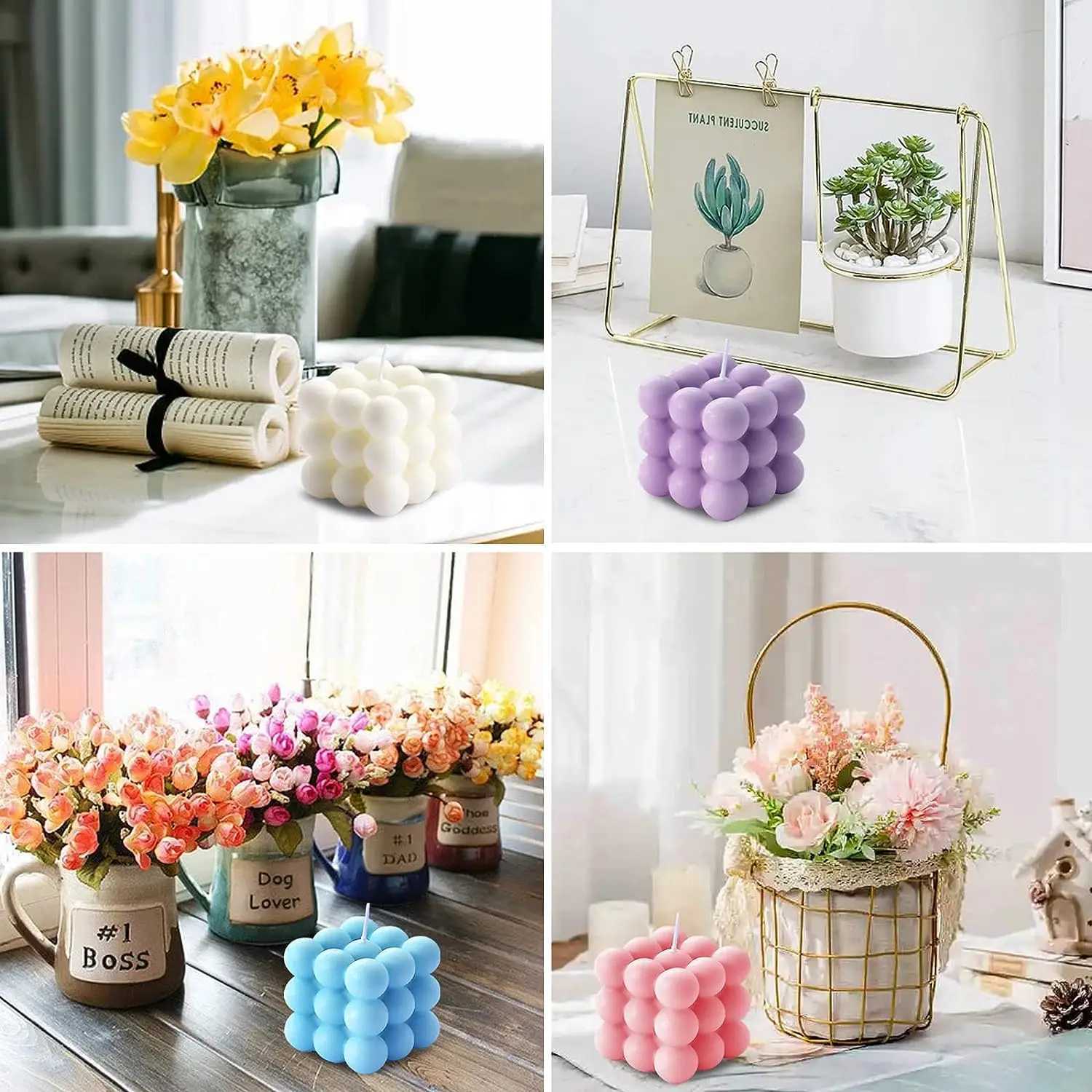 Aokala Scented Bubble Cube Candles for Home Decor Scented Soy Wax Candle Aesthetic Room Decor Pastel Decorative Candles Gifts Y240815