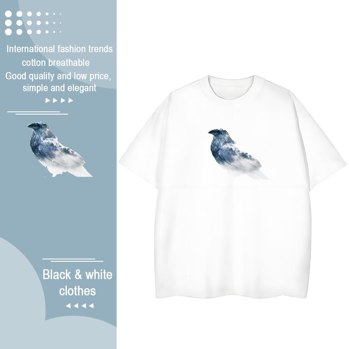 2024 Casual T-Shirts Crew Neck 230g 100% Cotton Couples T Shirts Customized Print bird Sports Street Wear Free Shipping Tops Shirt