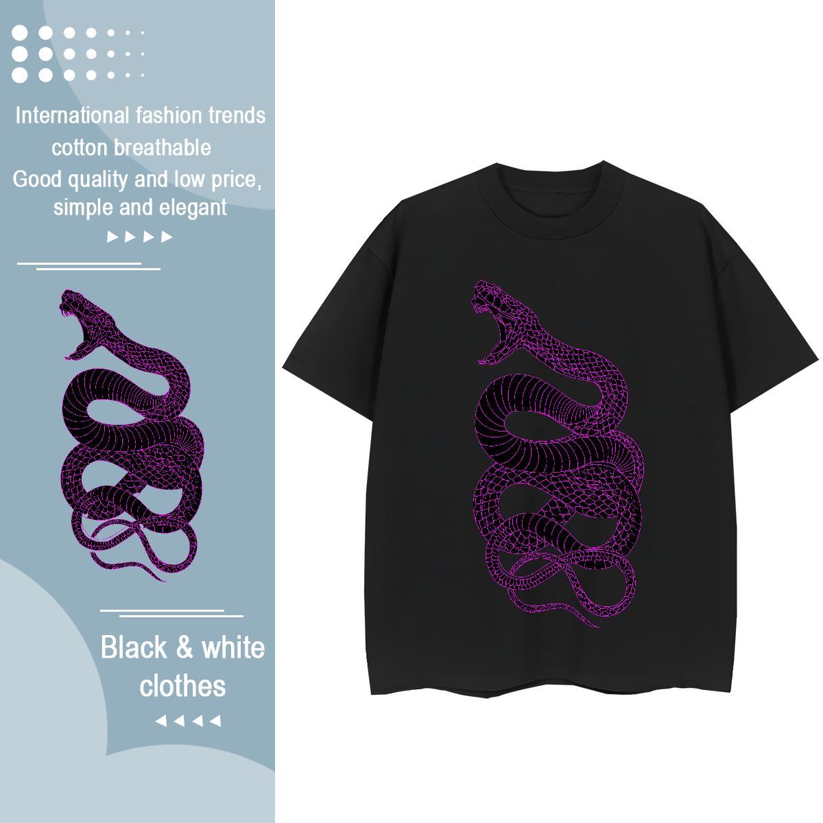 2024 T Shirt For Woman Short sleeve Soft 230g Pure Cotton Women Tees Graphic snake Hip Hop Street Loose fit Tops Tees