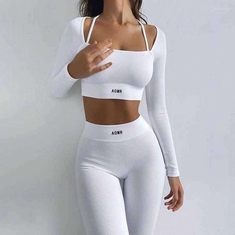 Yoga Outfit Womens Two Piece Pants Set Women Sportswear Workout Clothes For Sport Sets Suits Fitness Long Sleeve Yoga Leggings S2412306