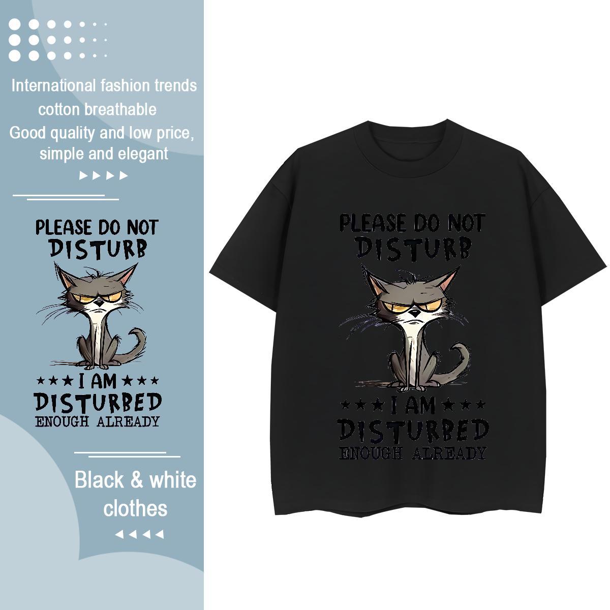 Fashion New Woman T Shirts Breathable Soft 230g Pure Cotton Women Tshirts Black Oversized cat Daily Outfit Comfortable Clothes Shirt