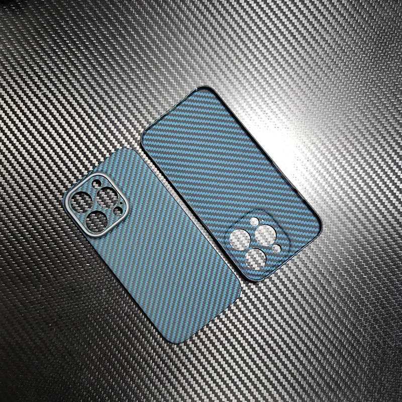 Real carbon fiber case for iphone 15/14 pro max Ultra Thin Open lens blue aramid fiber phone cover for iphone 15/14 plus caseM240816