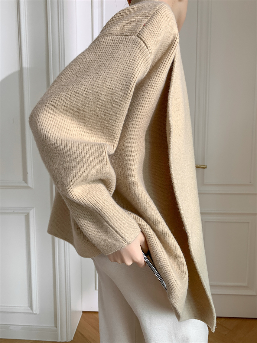 Women's Blends Short Double-sided Coat Casual Soft Warm Loose Collar Coat Female Tweed Sweater Fit Autumn Winter