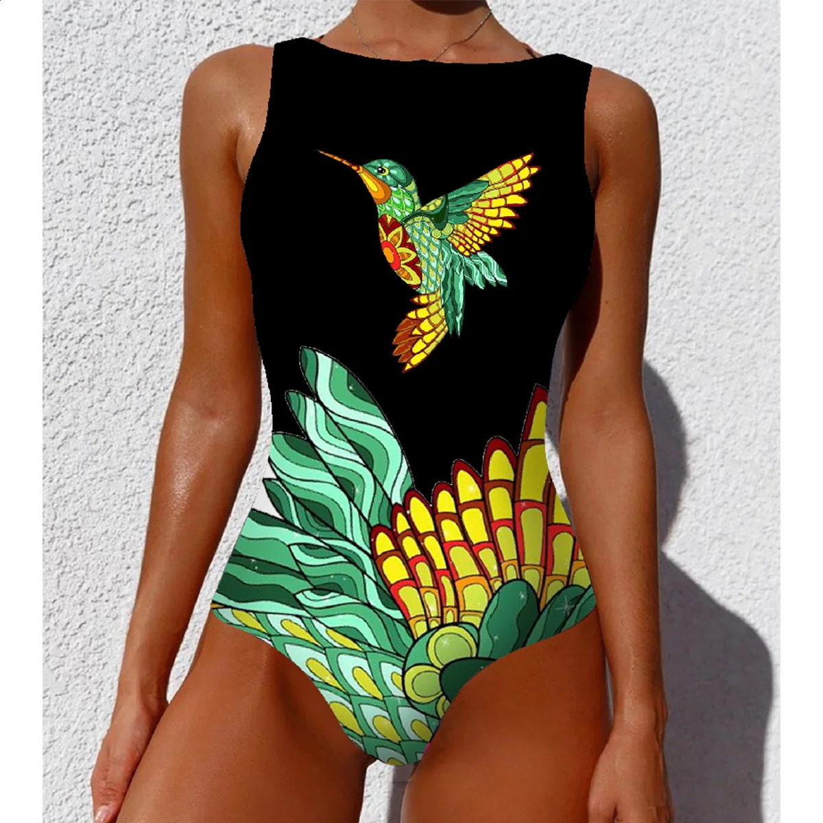 Striped womens onepiece swimsuit highquality printed push up Monokini summer tropical 240815