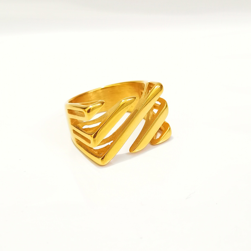 Ring love hollow ins niche cold wind lips irregular female ring surface plating 18K real gold preservation finger ring