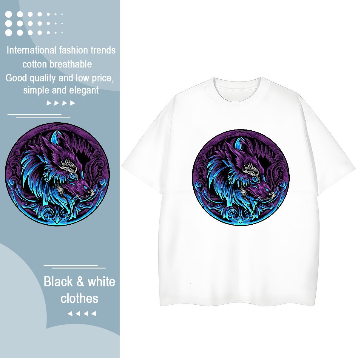 Designer Woman T Shirts Breathable Crew Neck 100% Cotton 230g Women Tees Floral Print wolf Sports Street Wear Loose Polos
