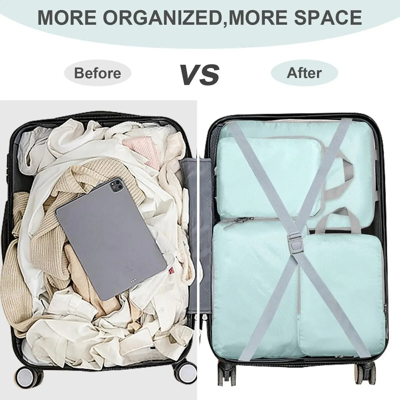 4Pcs Travel Compression Packing Cubes Bag Portable Suitcase Clothes Organizers Waterproof Luggage Storage Cases Drawer Bags 240816