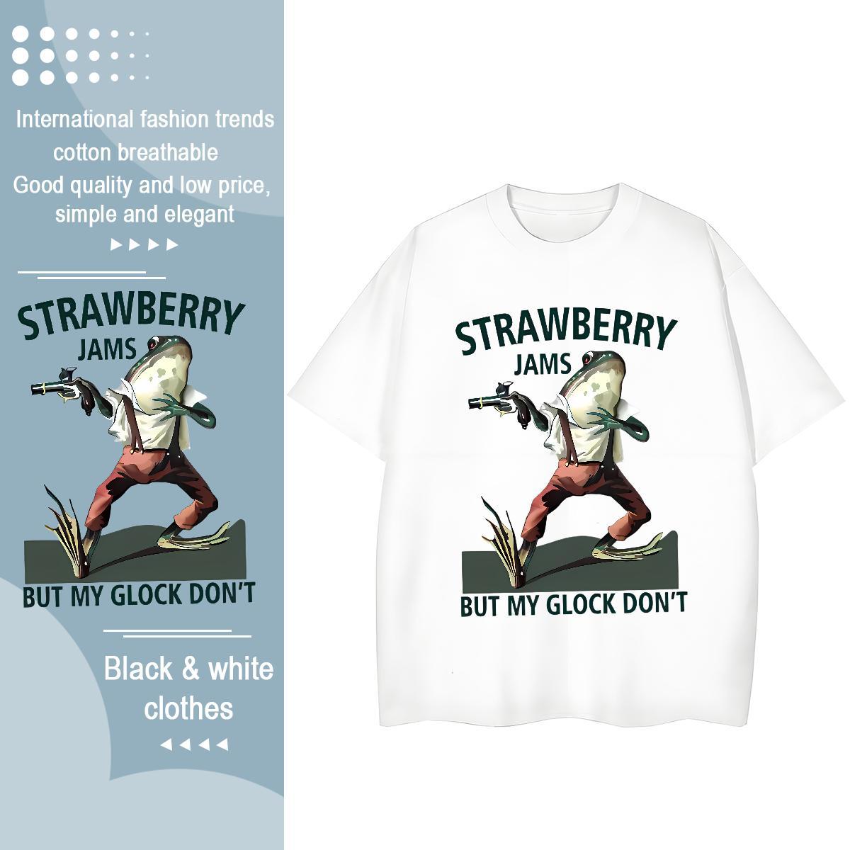 DIY T Shirts Women Breathable Crew Neck 230g Cotton Lady T shirt Cartoon Anime Frog Casual Daily Wear Loose fit Clothes Shirt