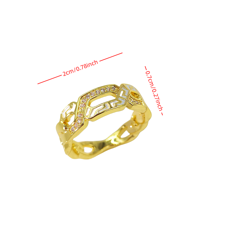 Love ring fashion tide models copper inlaid zirconium hollow ring female niche high-level light luxury design sense couple pair ring engagement weddin