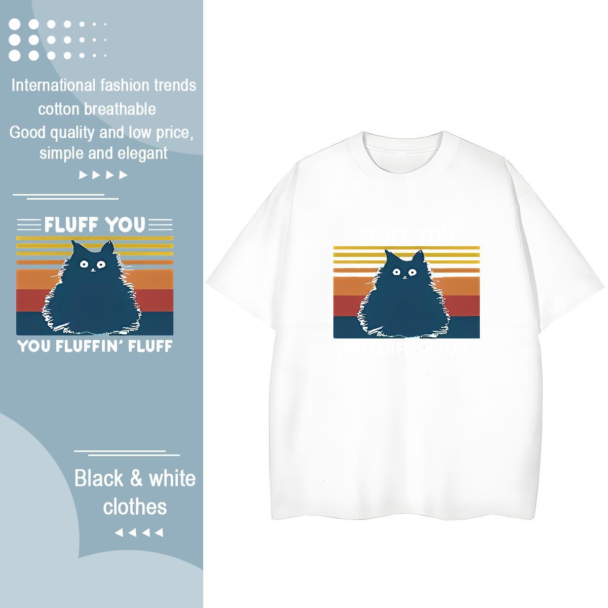 Custom T Shirts Women Crew Neck Breathable 230g 100% Cotton Women Tees Customized Print cat Daily Wear Nice Polos